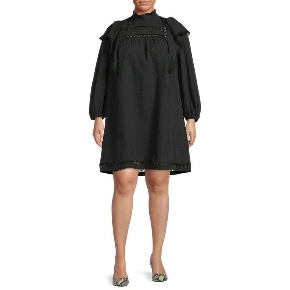 Women's The‎ Get Lace Trim Dress XXL Black boho hippy cottagecore NEW